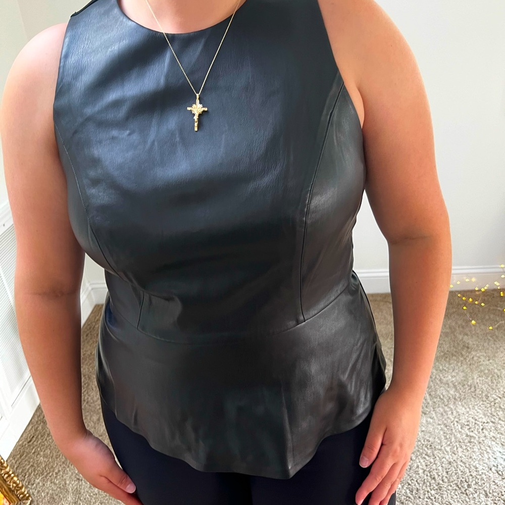 Bar lll plus size leather babydoll top